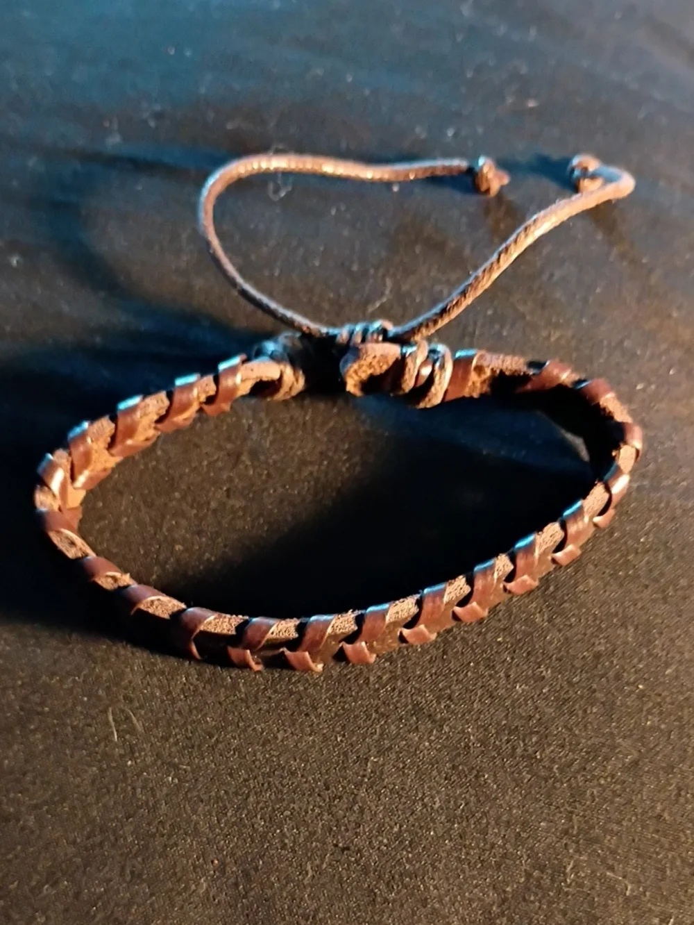 Brown Braided Leather Adjustable Bracelet - Men Accessories